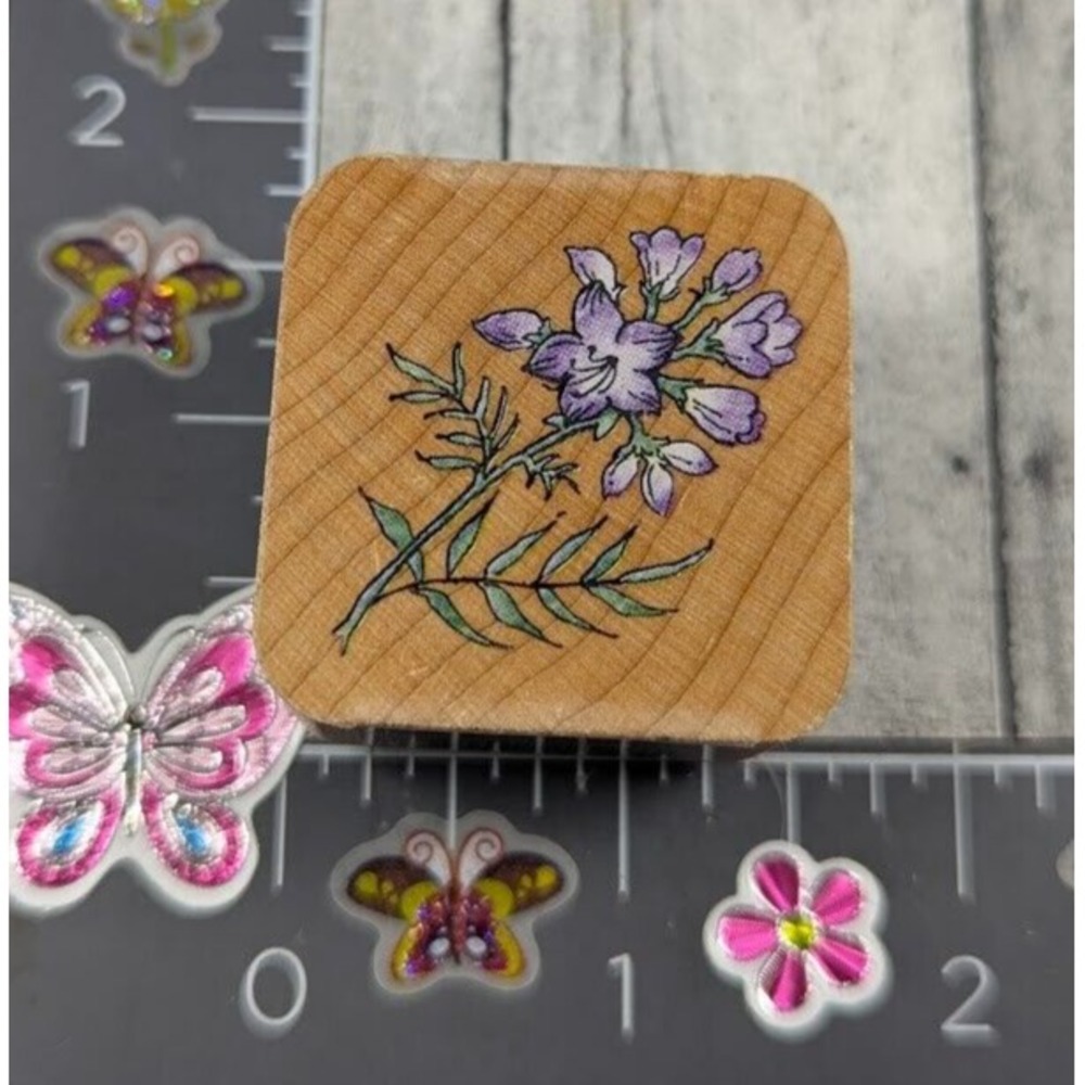 Stampendous Jacob's Ladder Flower Plant CN012 Rubber Stamp Wood #E81